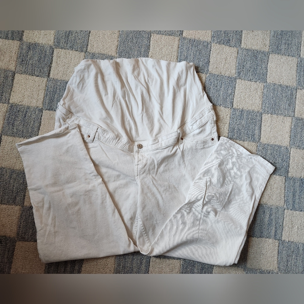 White Denim Jeans H&M XL Mama Maternity